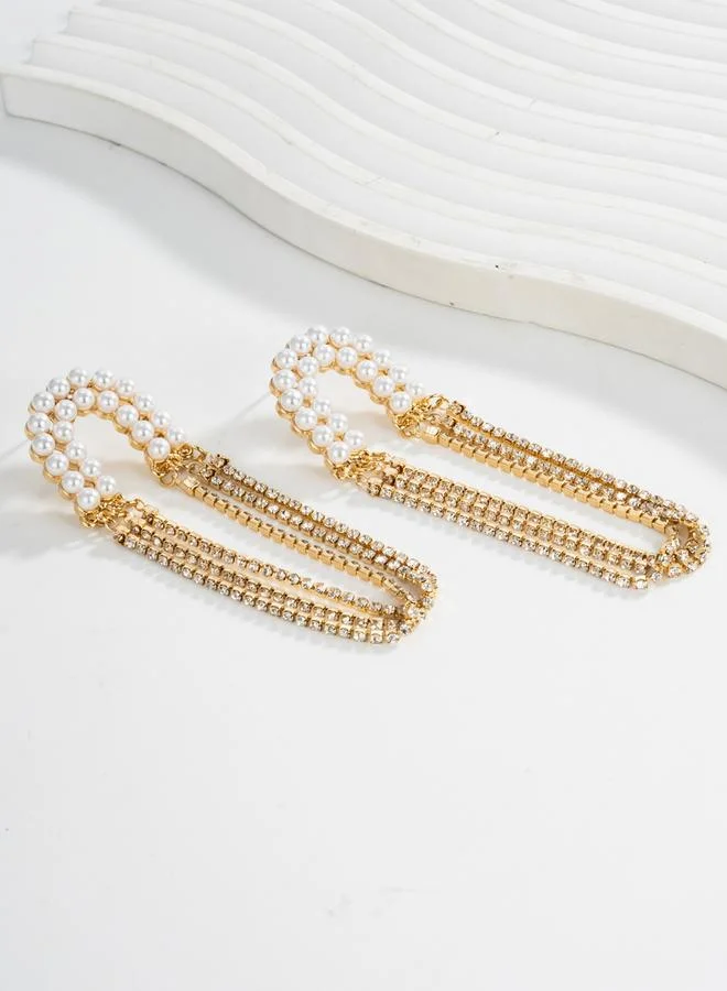 Take Two  Women Faux Pearl Tassel Chain Earrings for Women | Best Price UAE